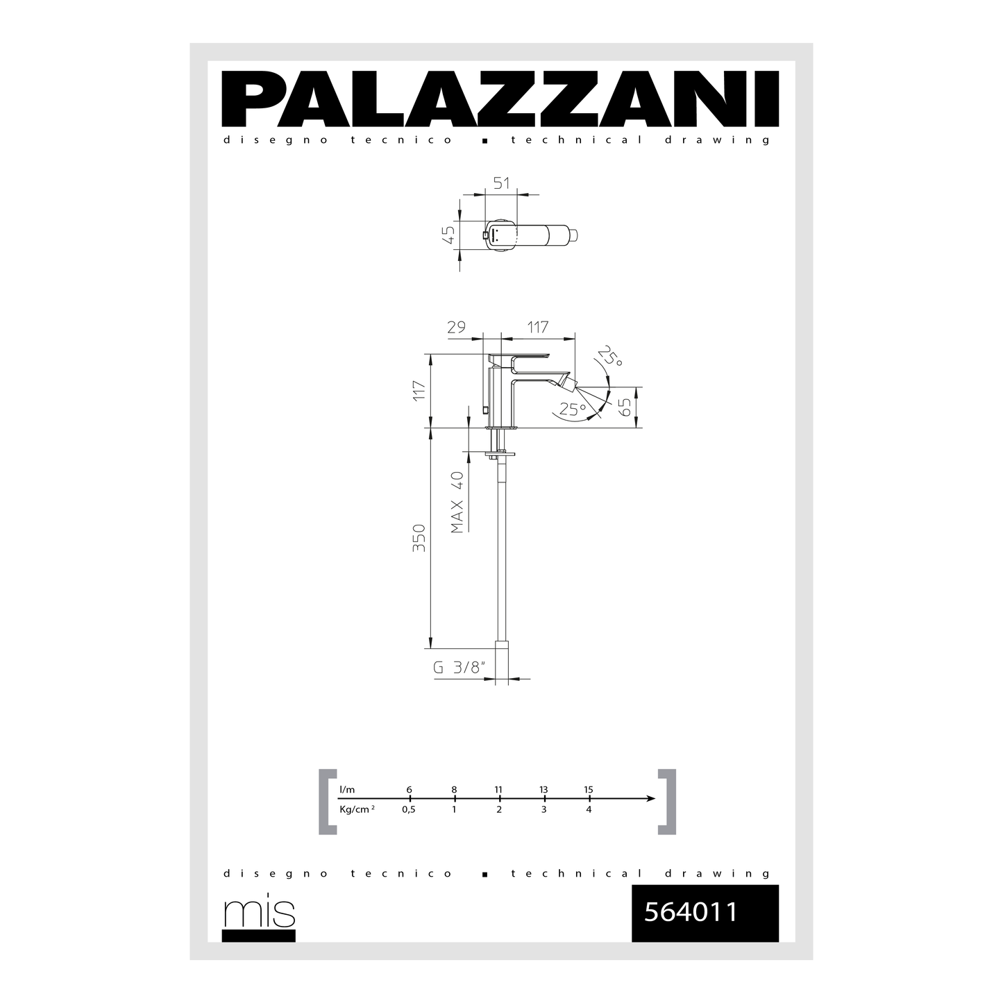 Mitigeur de bidet Mis levier unique 564011