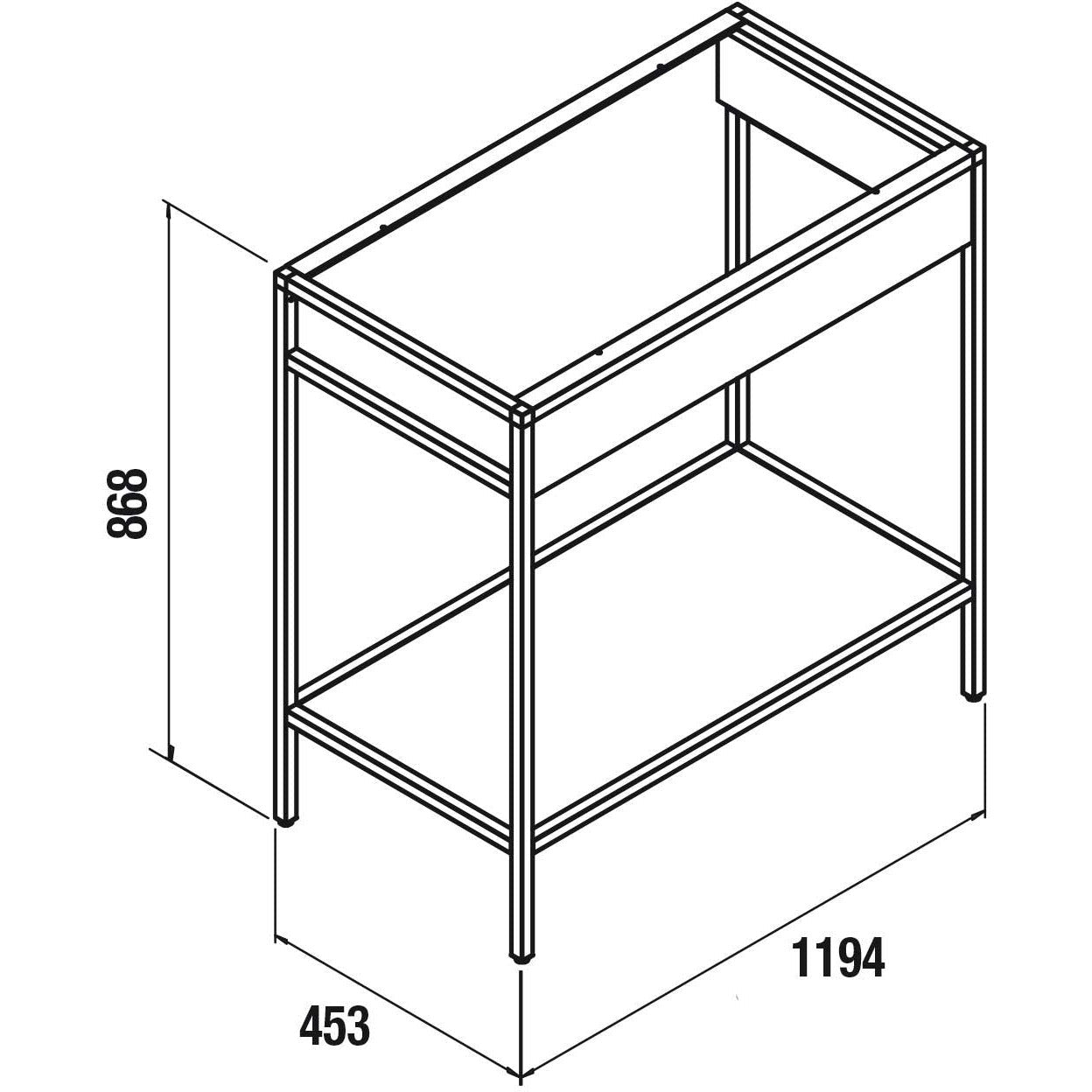 Vanity Vinci 48 inches (1200) aluminum floor mounted