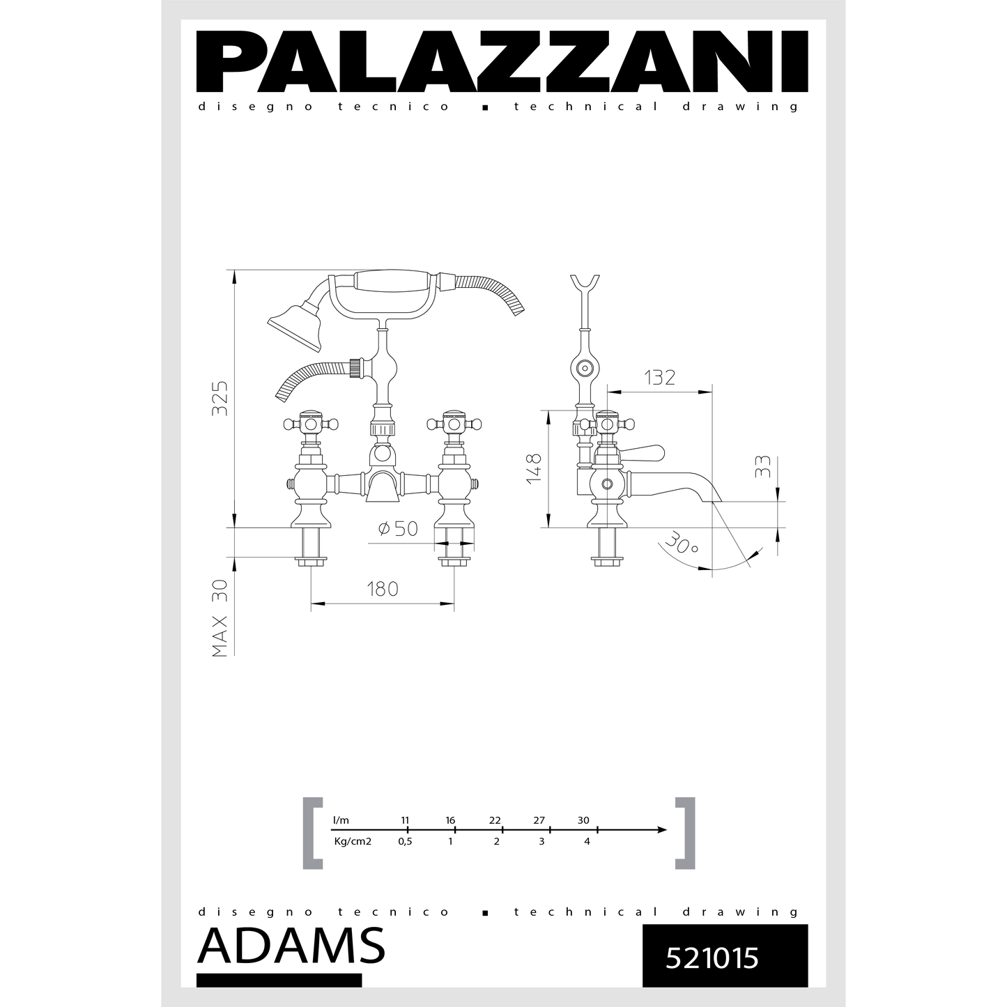 Bath faucet Adams deck mounted 521015-10