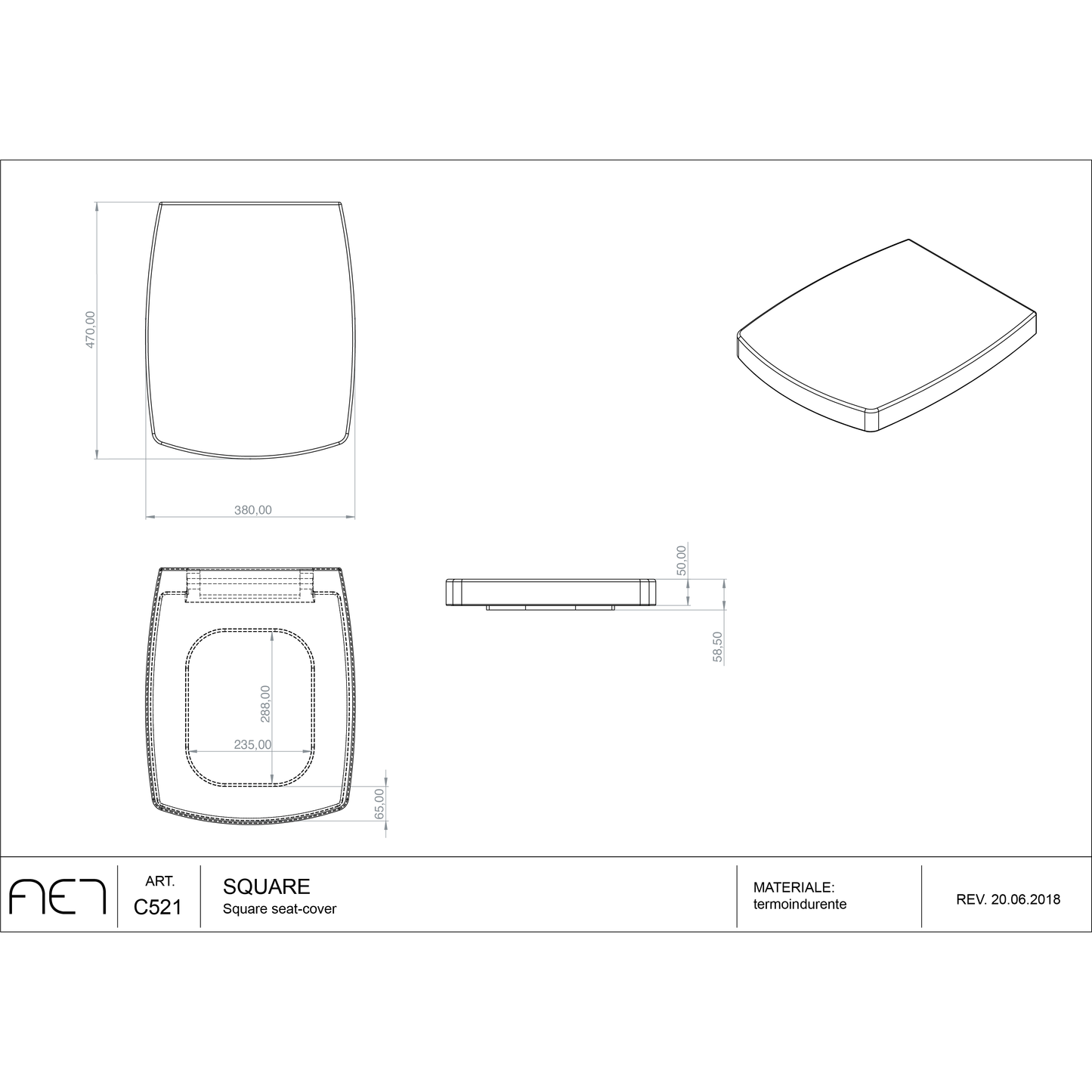 Toilet seat SQUARE C521R