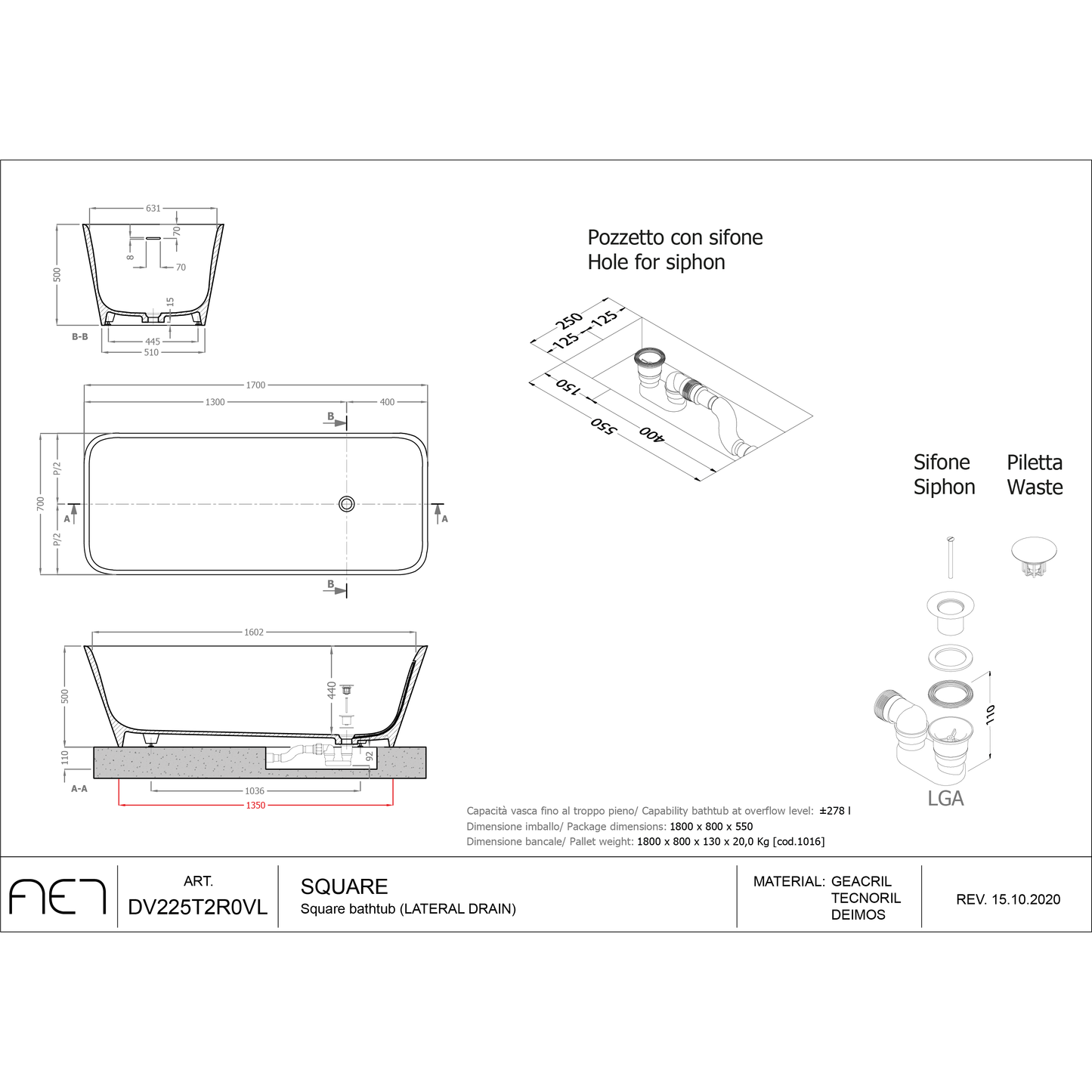 Bathtub Square DV225