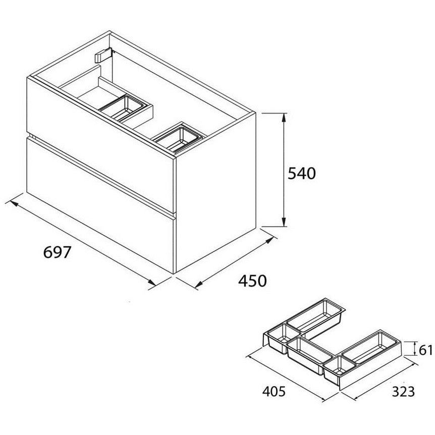 Vanité Fussion Line 28 pouces (700) 2 tiroirs Noir mat