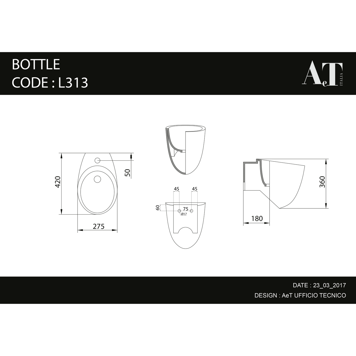 Porcelain Sink IDEA BOTTLE L313