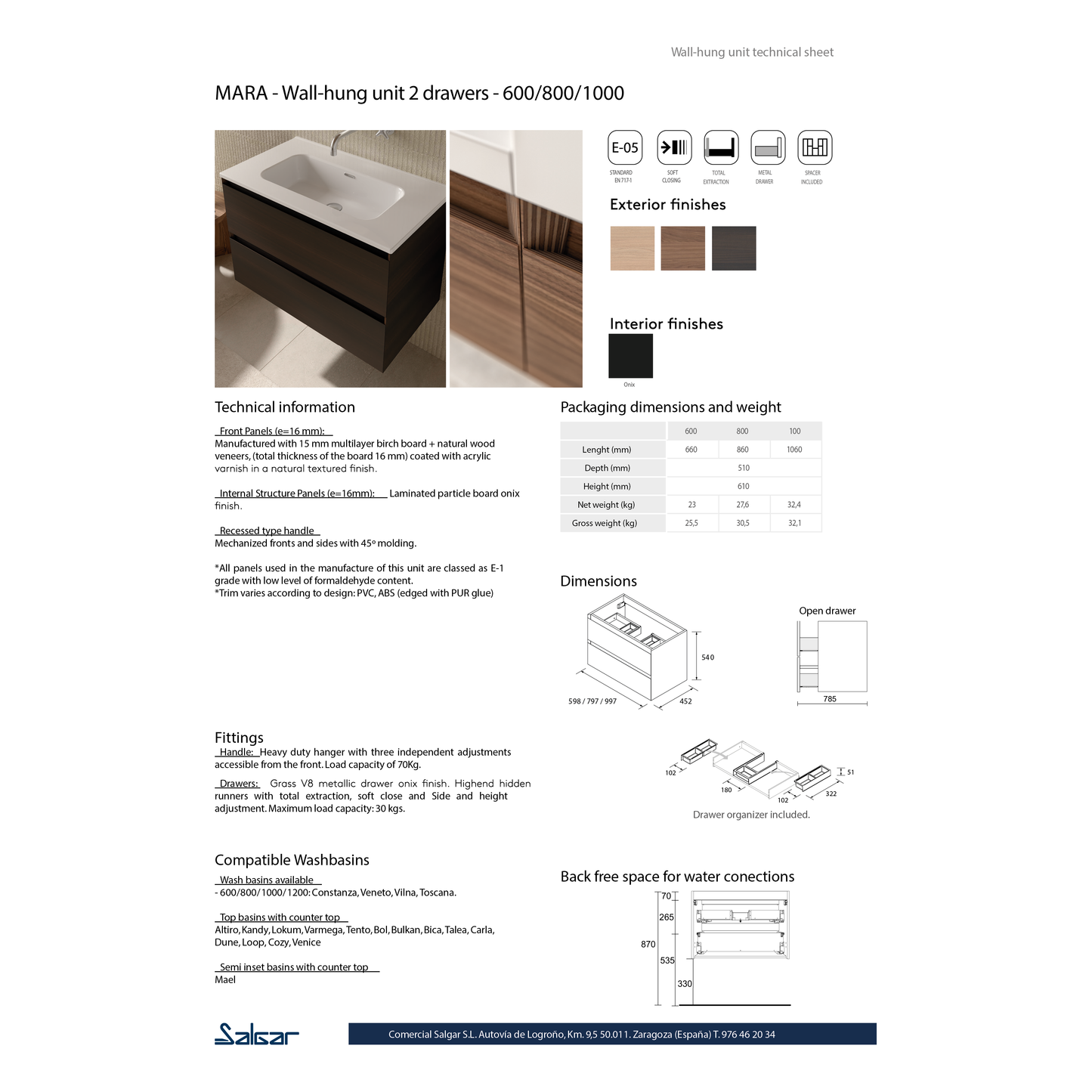 Vanity MARA 2 drawers European Oak **Special Order**