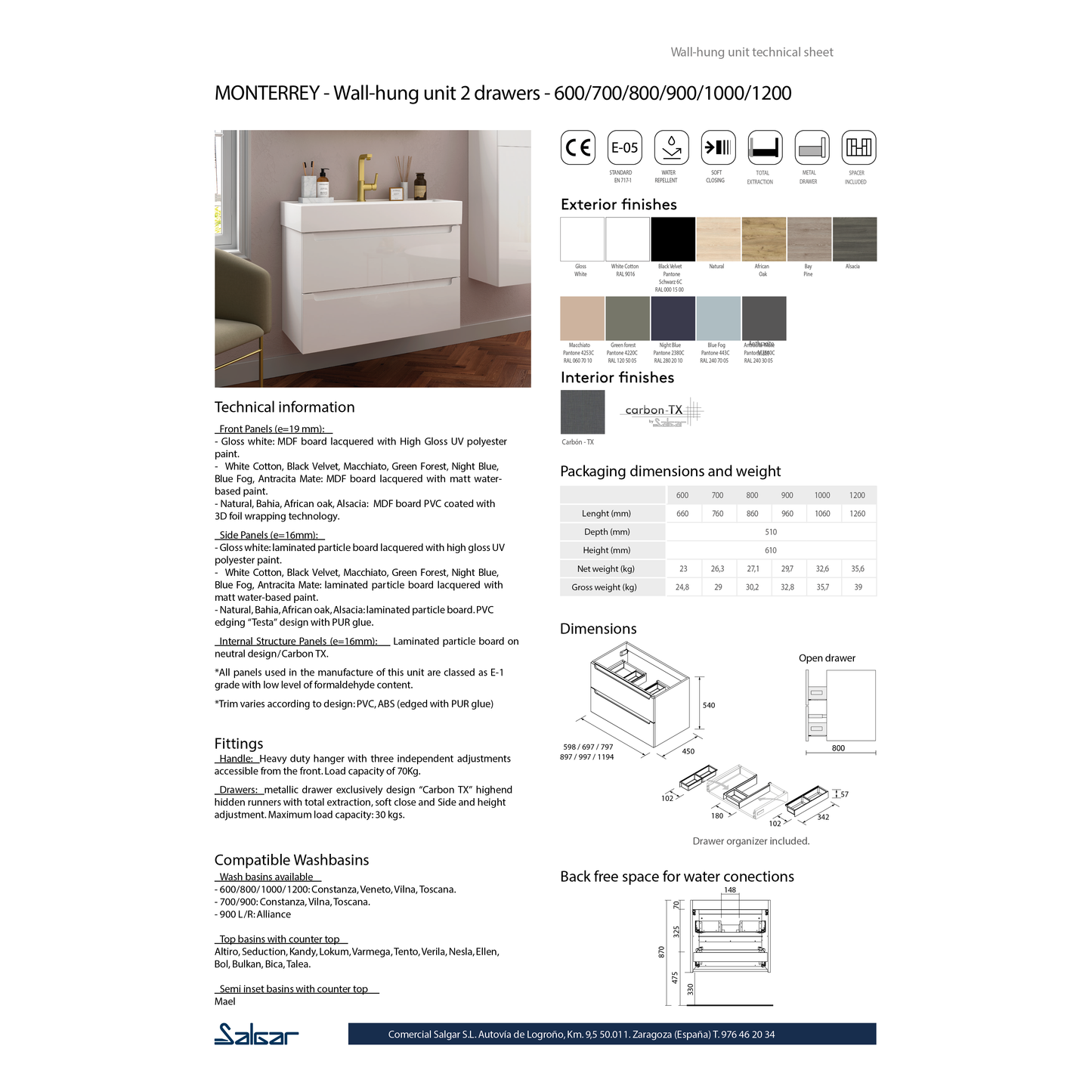 Vanity Monterrey 32 Inches (800) 2 drawers Macchiato *Special order*