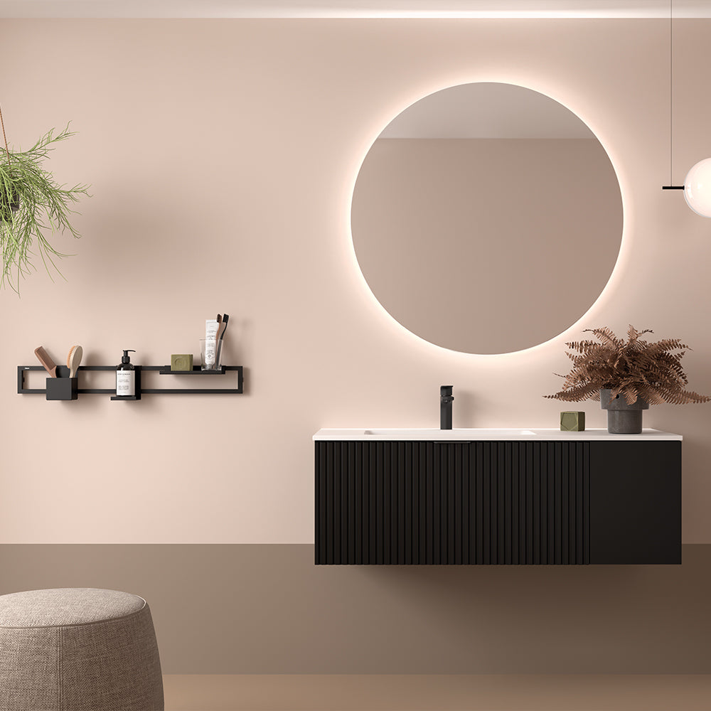 Wall hung storage unit SHORT 12 inches (300) Macchiato one door reversible for Biba vanity