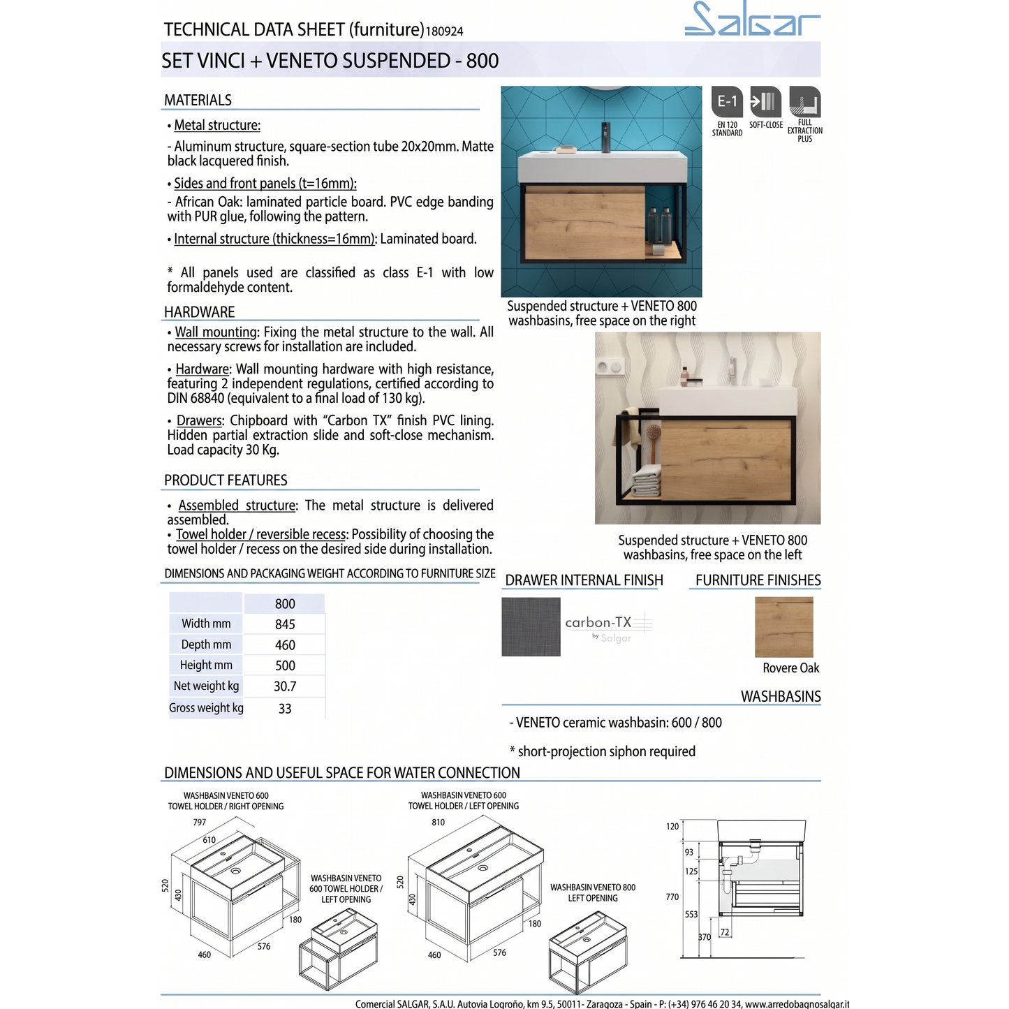 Vanity Vinci 32 inches (800) aluminum wall mounted *LQ*