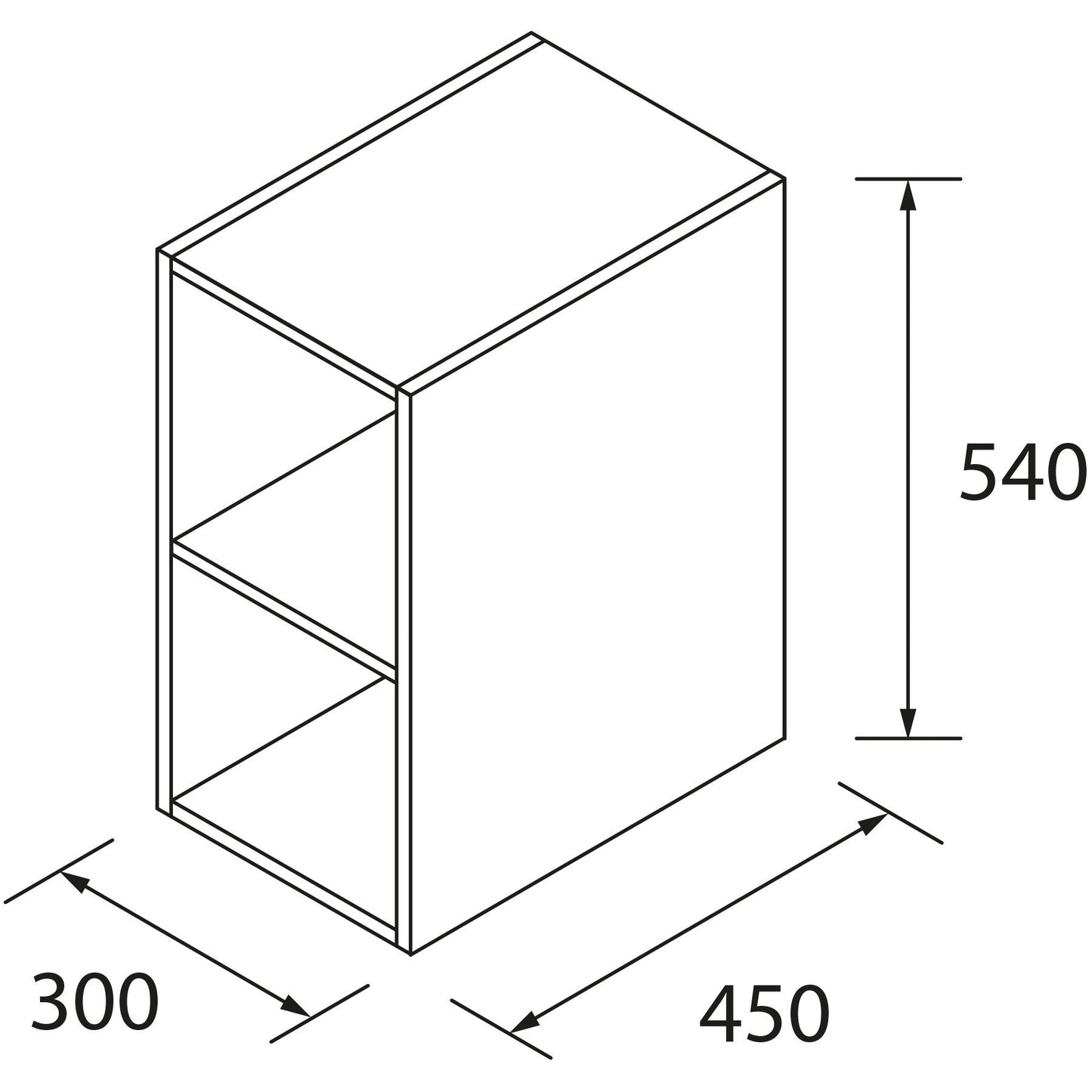 Wall-hung storage unit Alliance 12 inches (300) 2 spaces Black Matte