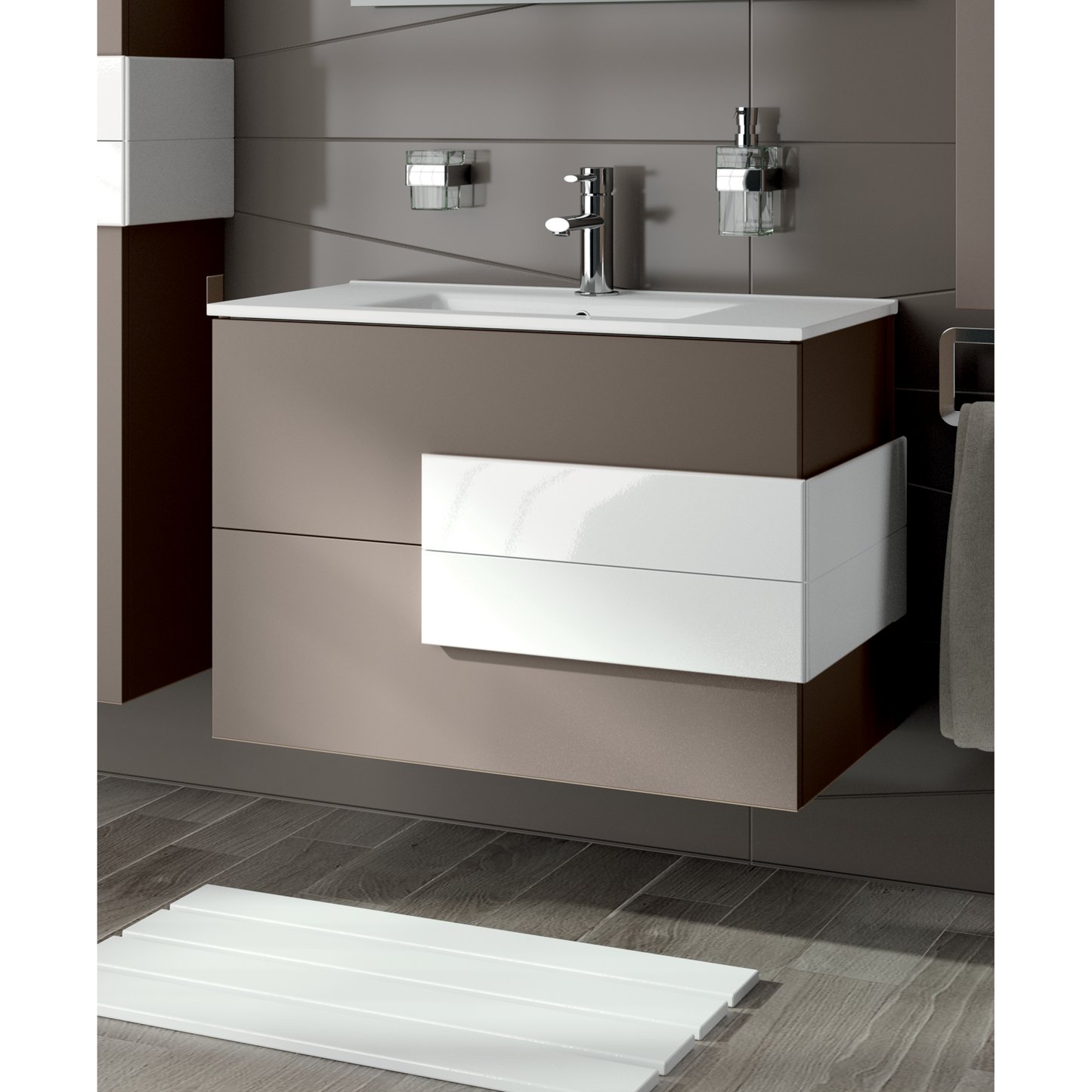 Vanité Cronos 2 tiroirs Moka mat