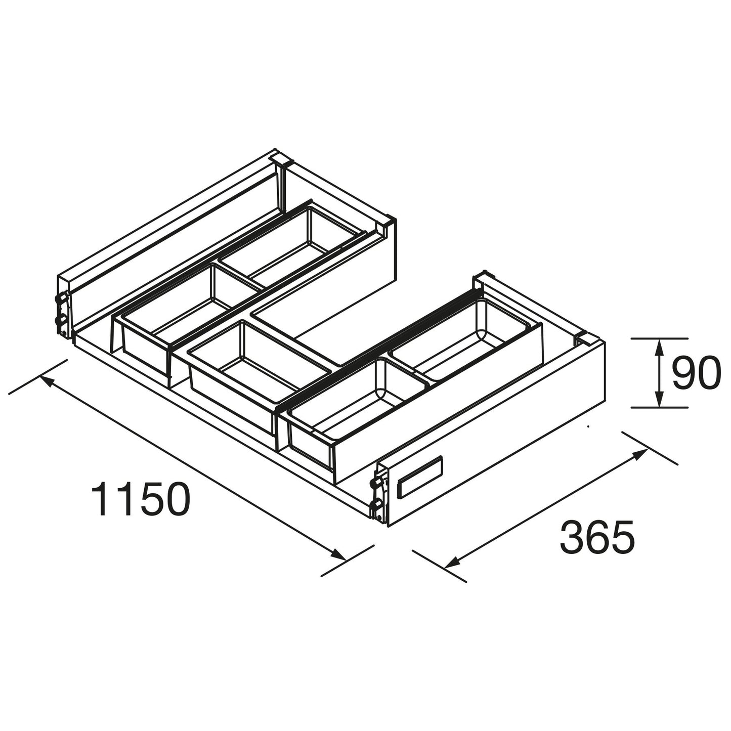 Tiroir métallique avec découpe plomberie Monterrey *Commande spéciale*