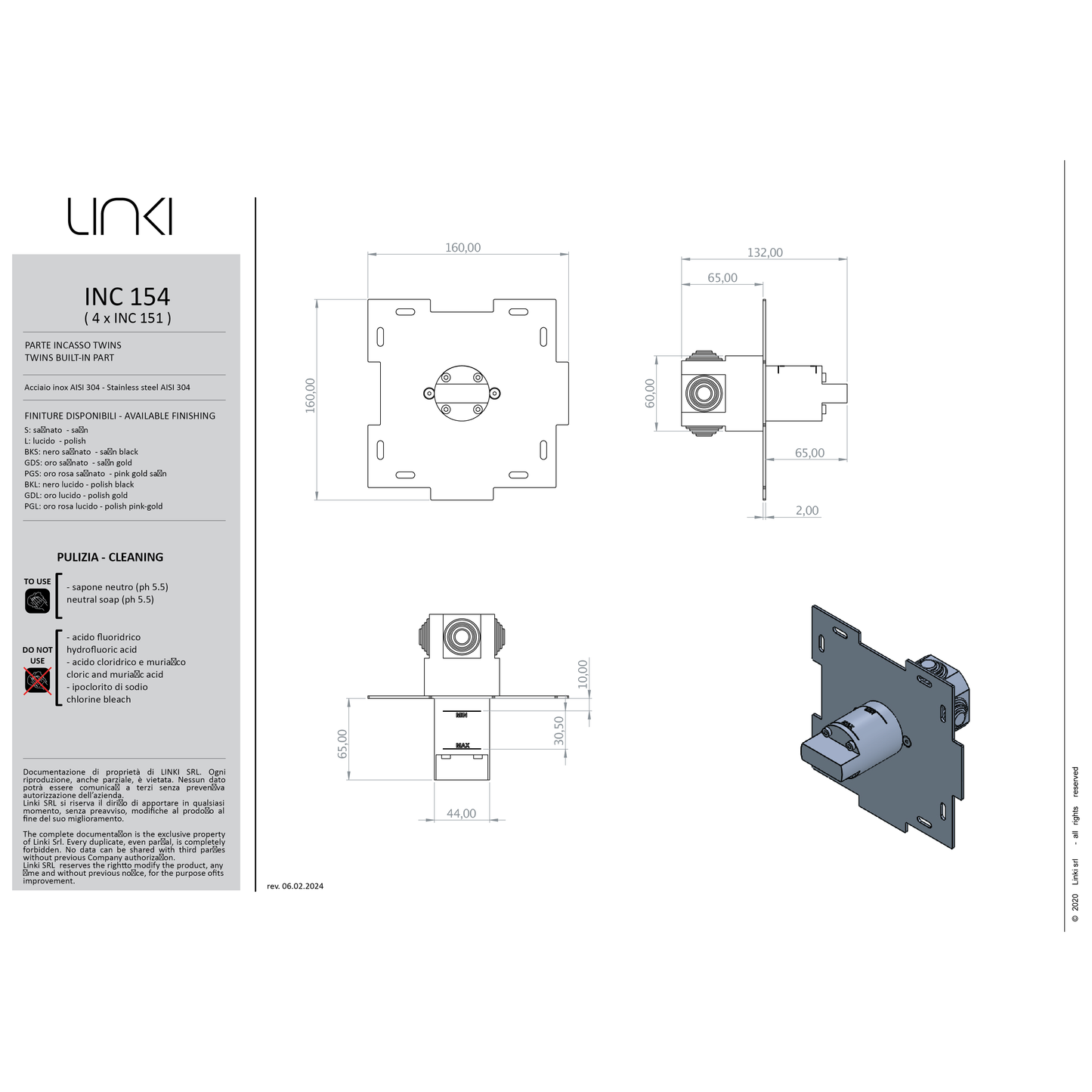 Sèche-serviettes électrique L.600 mm Quadriple TWINS inox TWI004