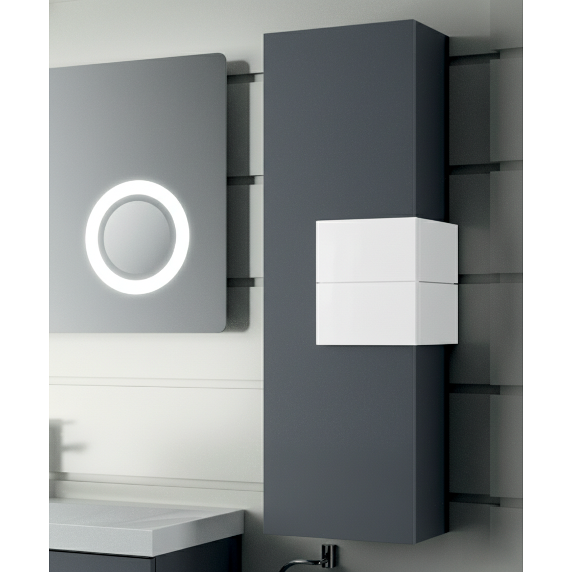 Armoire à linge Cronos gris mat 21958