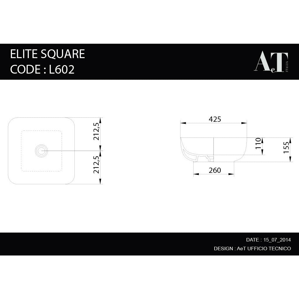 Lavabo en porcelaine ELITE SQUARE L602