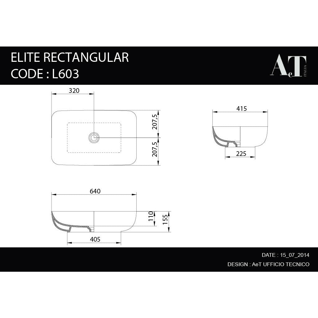 Lavabo en porcelaine ELITE RECTANGULAIRE L603