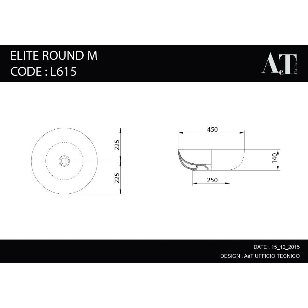 Lavabo en porcelaine ELITE ROUND L615