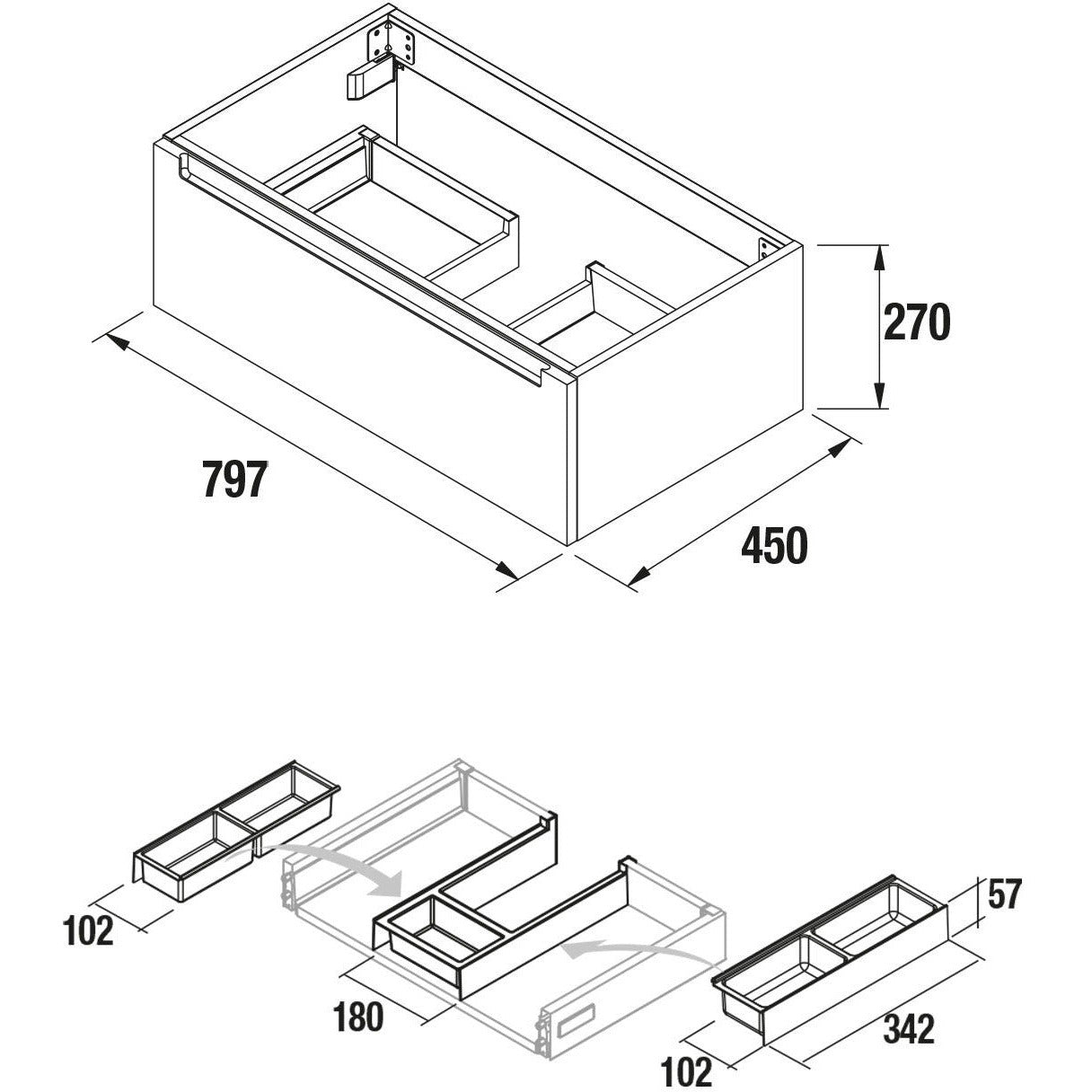 Vanity Monterrey 32 Inches (800) 1 drawer Gloss white