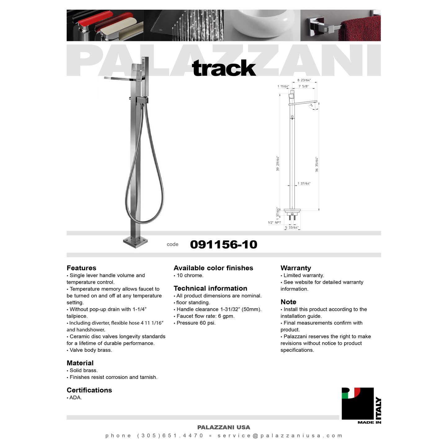 Bath faucet Qadra / Track freestanding single lever 581156