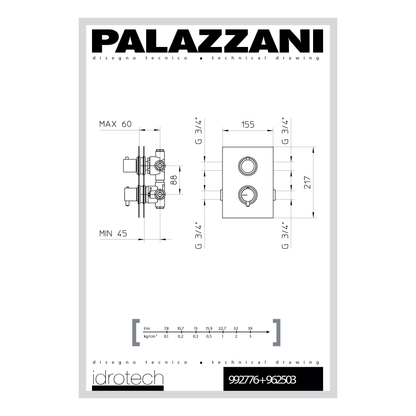 Shower valve thermostatic Digit 2/3 functions 962426