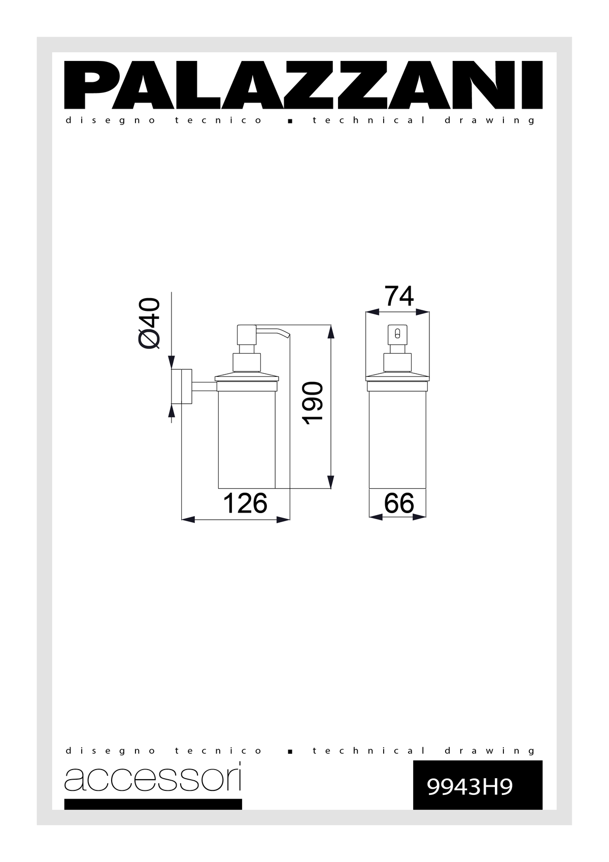 Distributeur à savon liquide et support mural en laiton 9943H9 **Commande spéciale**