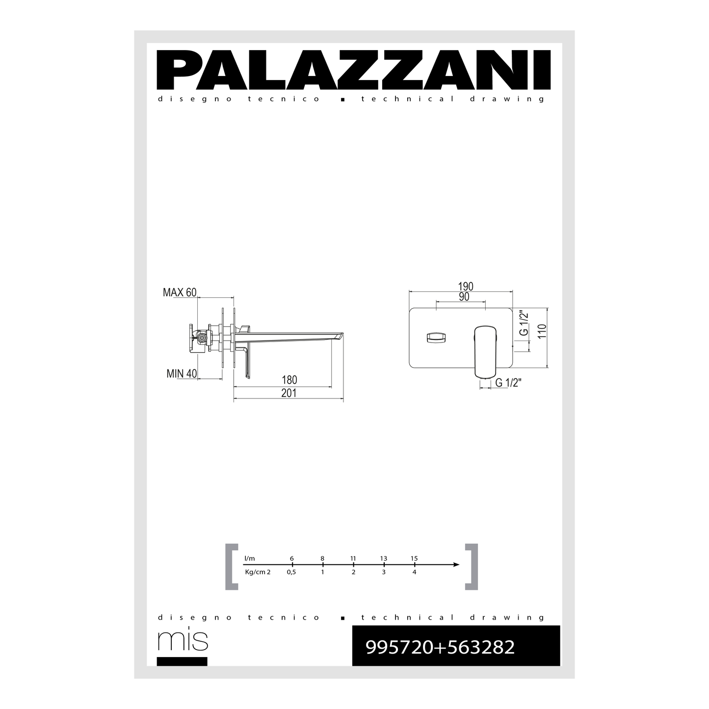 Trim for lavabo faucet MIS wall mount 563282