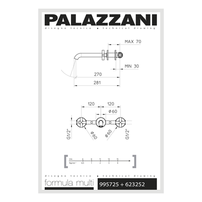 Lavabo faucet Formula Multi wall mounted 623060