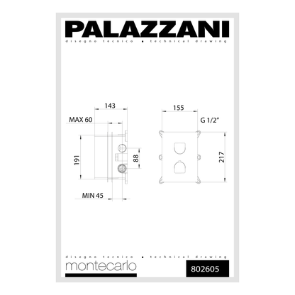 Trim for shower faucet thermostatic MONTECARLO 2/3 functions 802605