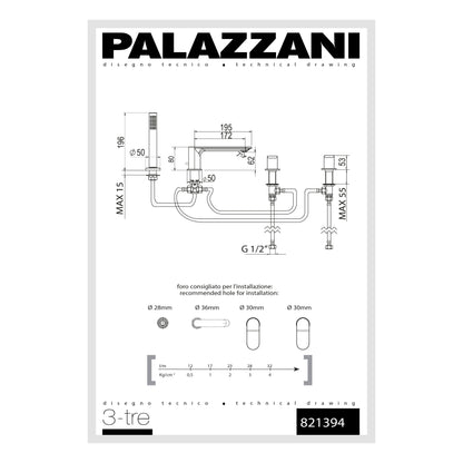Bathtub roman faucet 4 holes 3TRE 821394