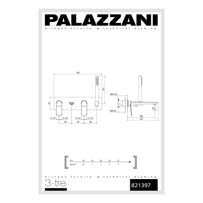 Bathtub faucet wall mounted 3TRE 821397