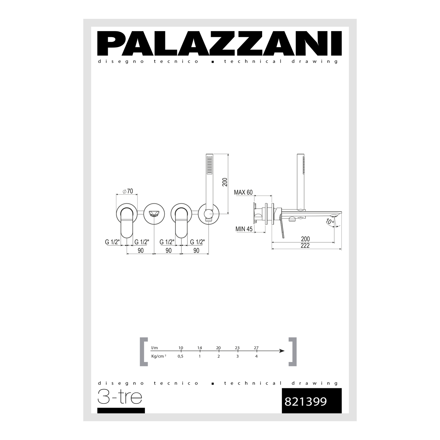 Robinet de baignoire mural 3TRE 821399