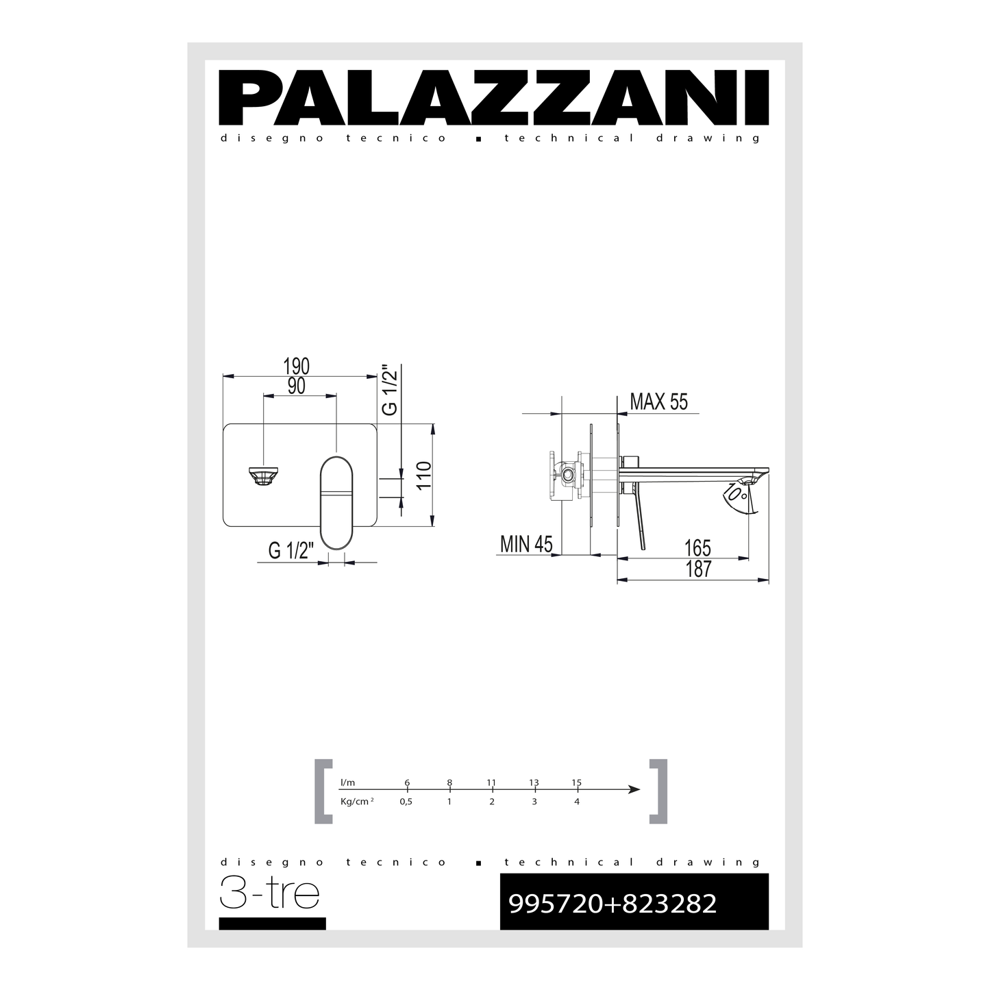Garniture pour robinet de lavabo monocommande mural 35 mm 3TRE 823282