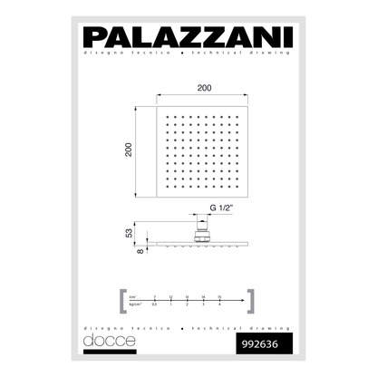 Shower head square 200mm 992636