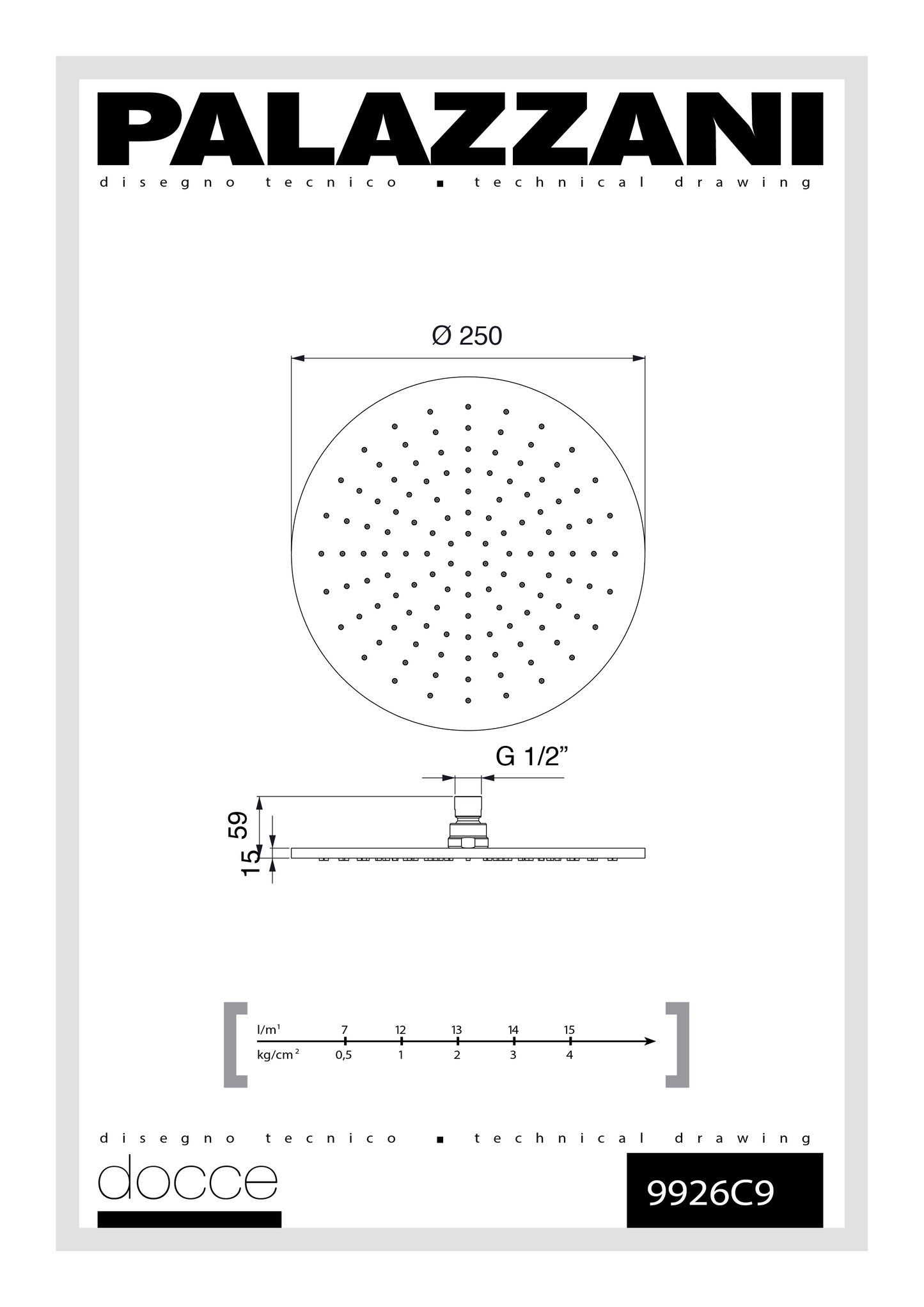 Shower kit round 250mm 9958D9