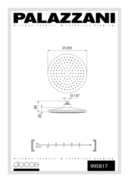 Shower head round 220mm 995817