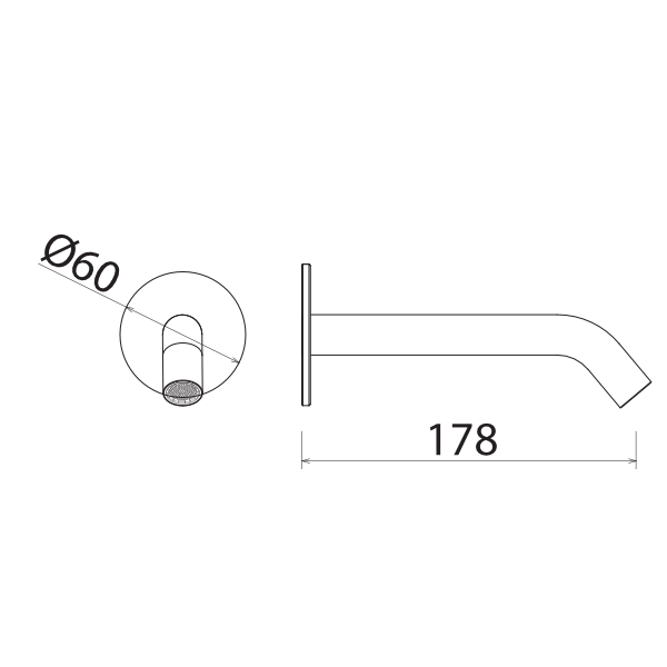Lavabo spout stainless steel 178mm CAN235