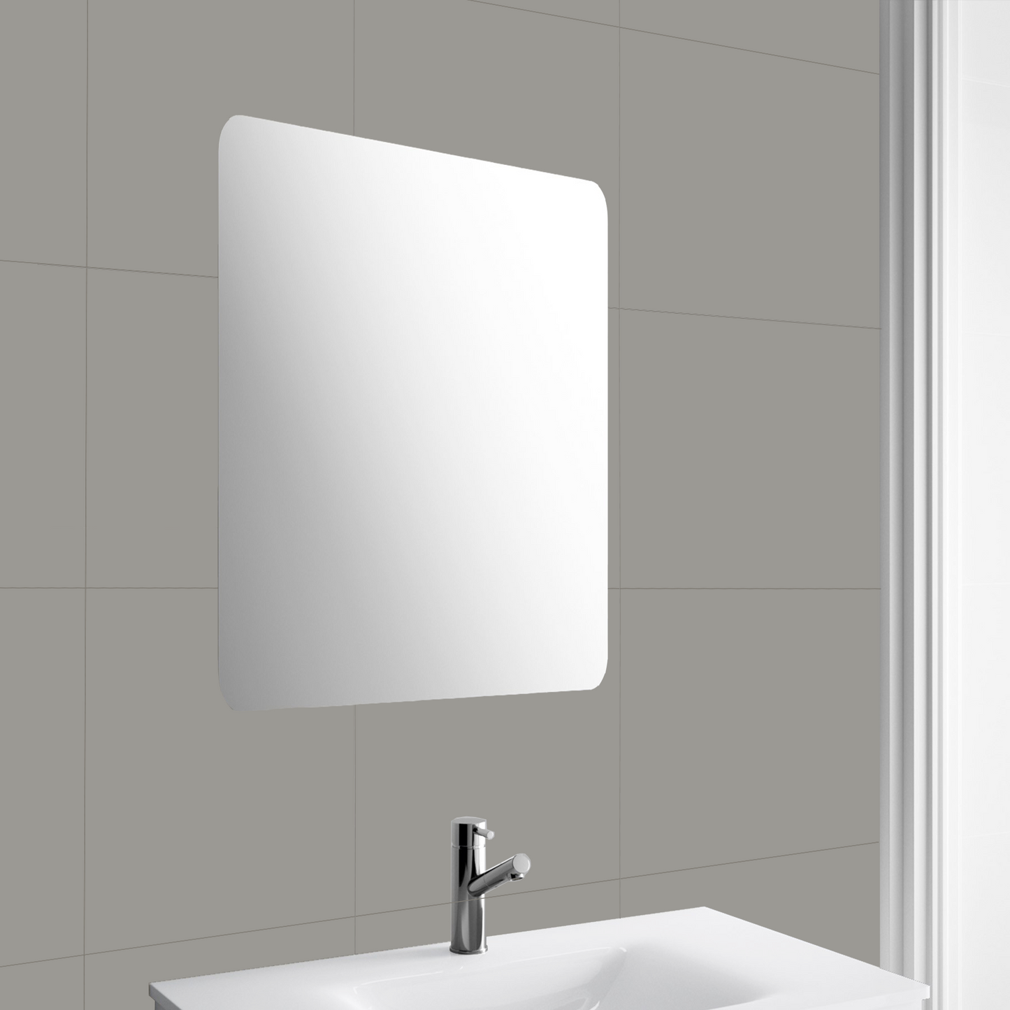 Miroir ROTA rectangulaire coins ronds installation verticale