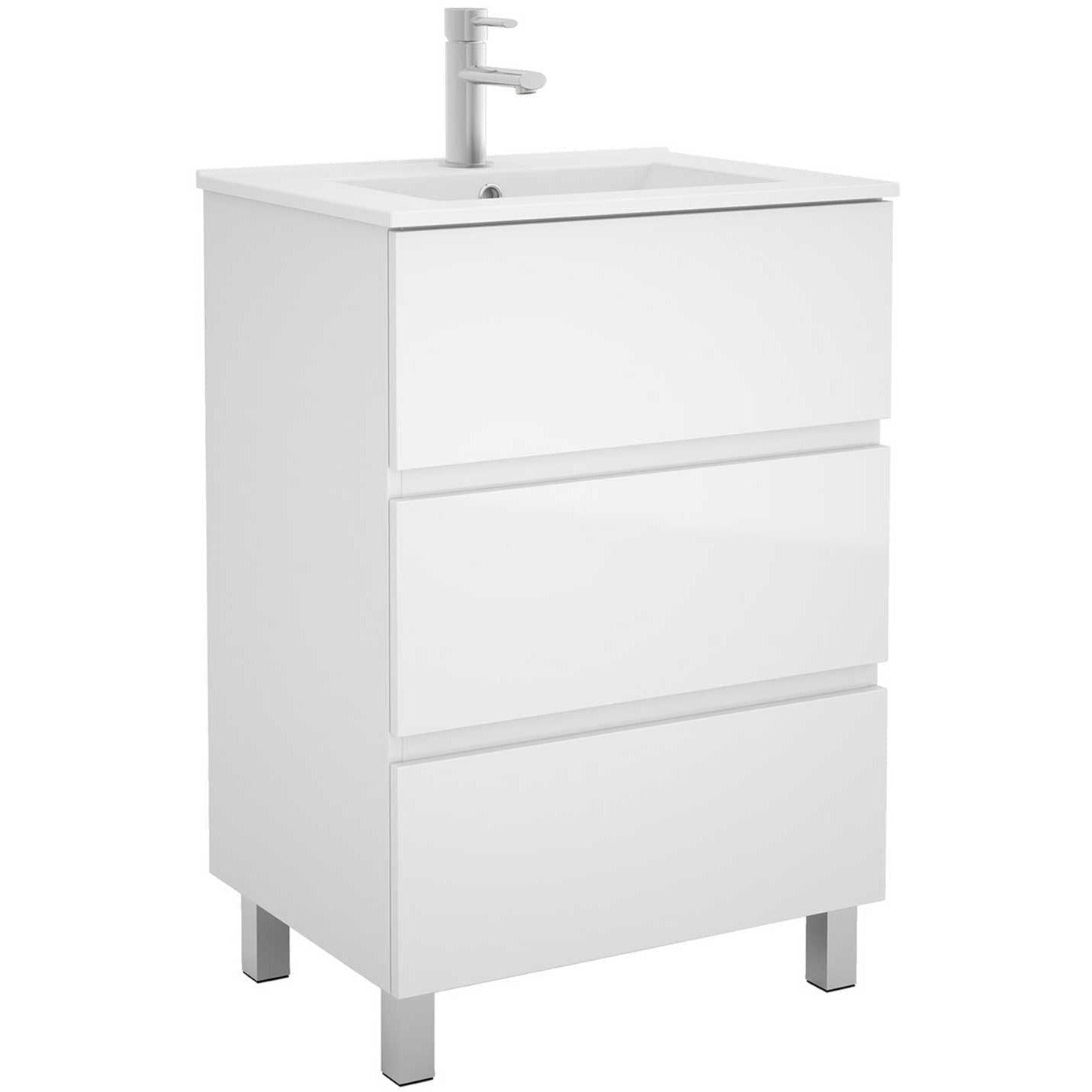 Vanity Fussion line 24 inches (600) 3 drawers Matte white