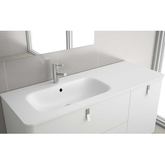 Countertop with integrated washbasin Uniiq solid surface matte white 48 inches (1200)