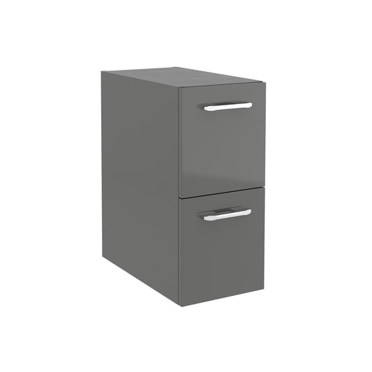 Wall hung storage unit 10 inches (250) Gloss Grey two drawers