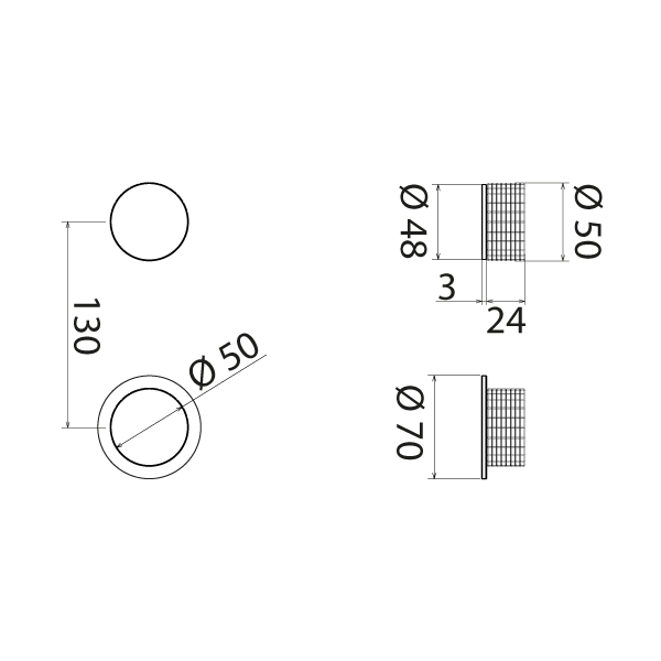 Shower trim thermostatic + 2 or 3 ways diverter with stop KRO270