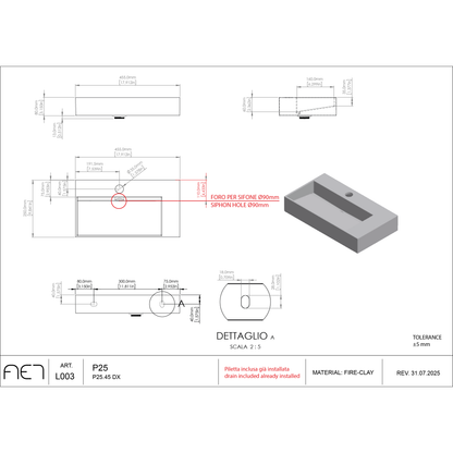 Porcelain sink P25 L003