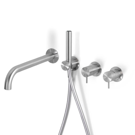 Bathtub tap set with shower hand and spout Loop stainless steel LOP322