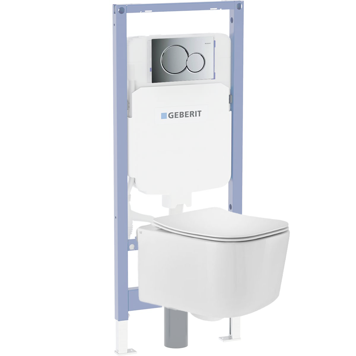 KIT W/C QUO S595 + toilet seat + wall mounting carrier + Flush plate