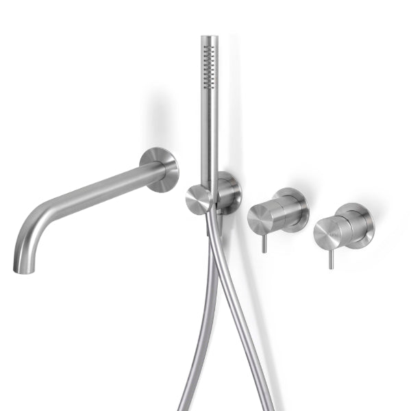 Bathtub tap set with shower hand and spout Loop stainless steel LOP321