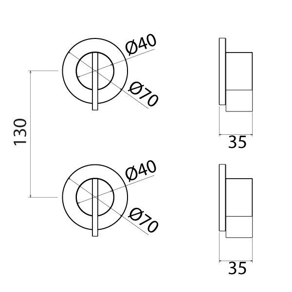 Shower trim thermostatic + 1 individual shut offs INS271