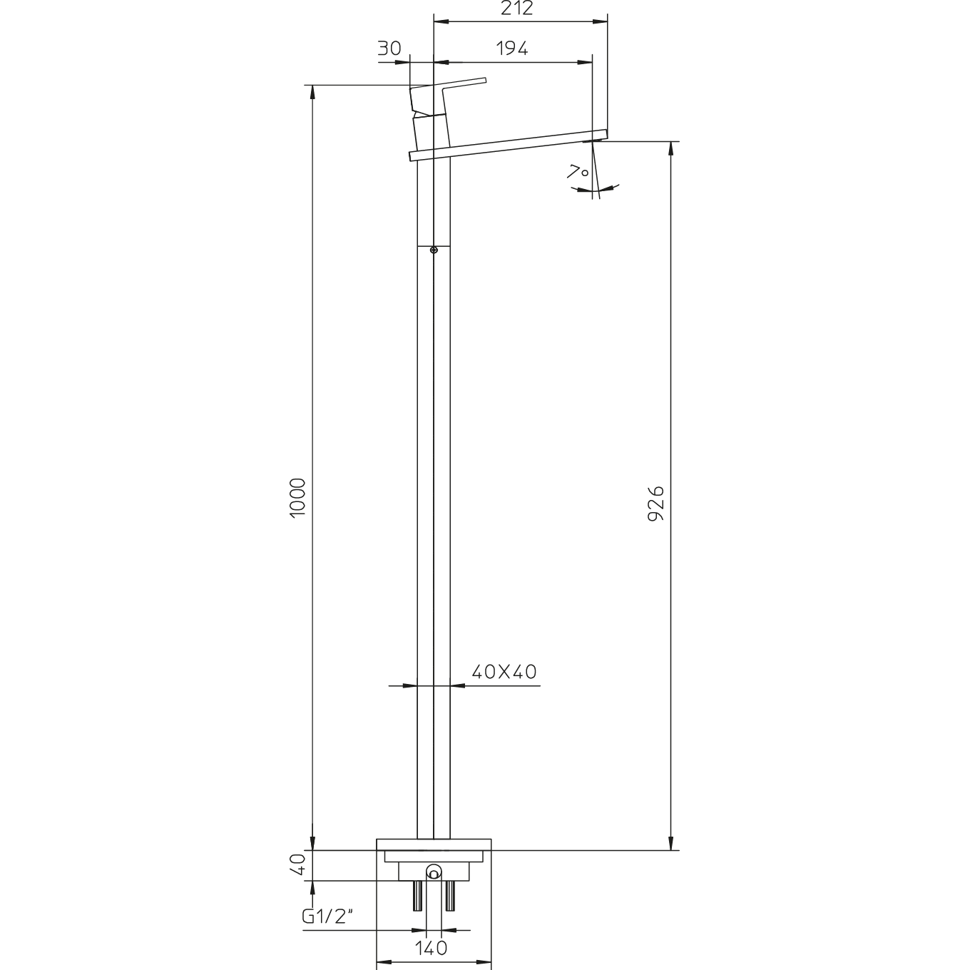 Lavabo faucet Qadra / Track freestanding single lever 583197