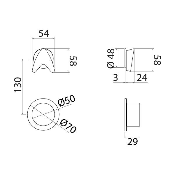 Shower trim thermostatic + 2 or 3 ways diverter with stop ARW270