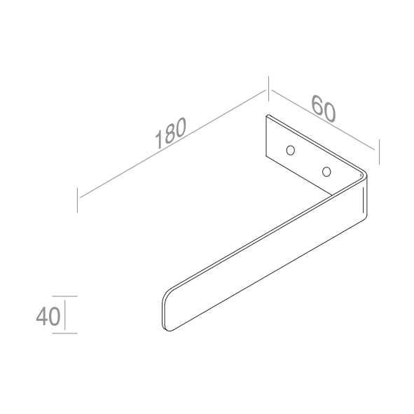 Towel bar single stainless steel 180mm