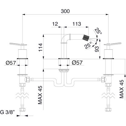 Bidet faucet three holes  INDUSTRIAL GAS 794231