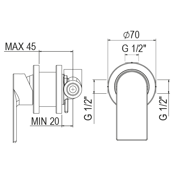 Shower faucet pressure balanced MONTE CARLO 1 functions 992707 + 802178