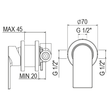 Shower faucet pressure balanced MONTE CARLO 1 functions 992707 + 802178